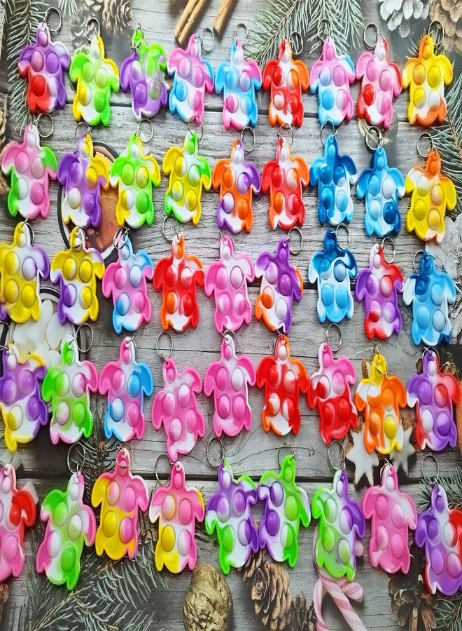 HOZKEAP 100 Packs Bulk Turtles Mini pop Fidget Keychain，Boys and Girls Kids Birthday Party Favors Supplies Summer Classroom Students Prize - Image 3